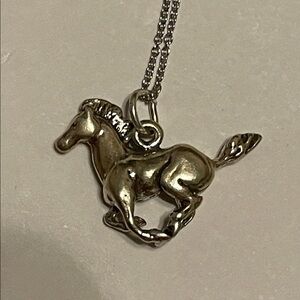 3-D Sterling Silver Running Colt Horse Pendant Necklace NWT